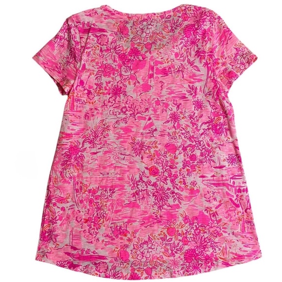 Lilly Pulitzer “Peony Pink Seaside Scene" Etta scoop tee XL - Picture 3 of 4
